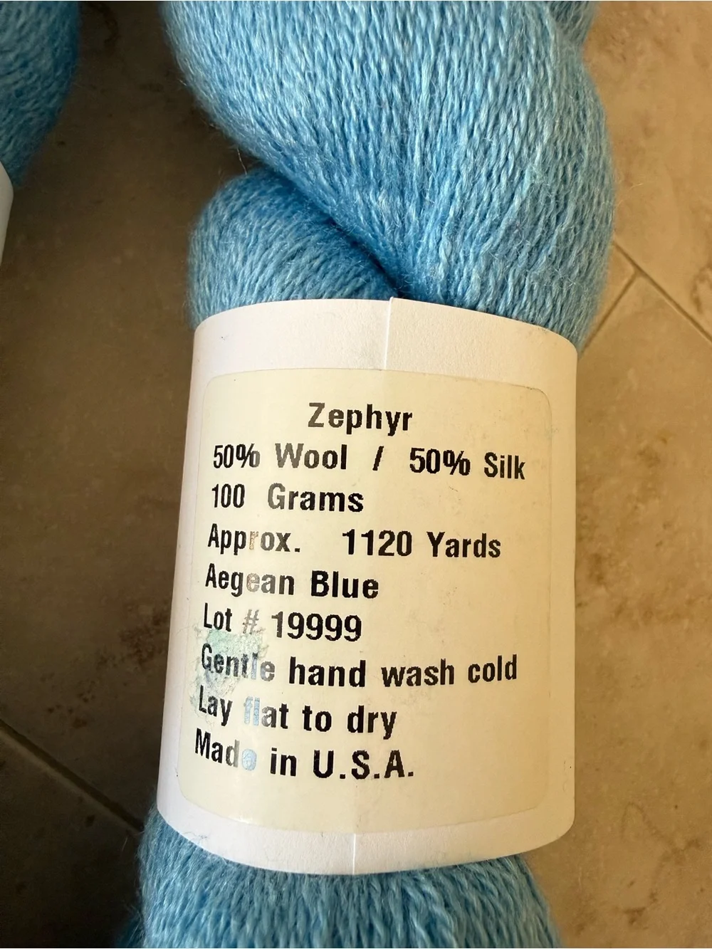 Jagger Spun Wool/Silk Blend Yarn -2 Skeins of Aegean Blue